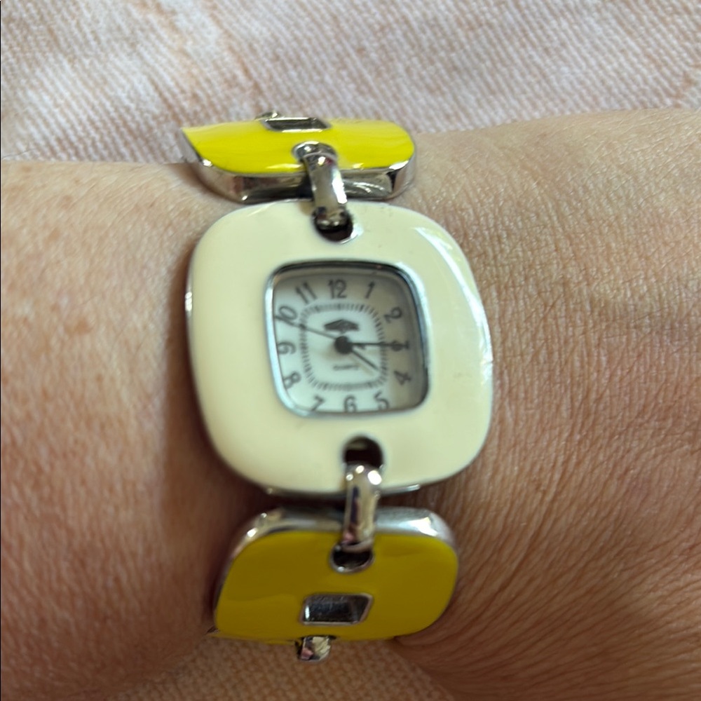 Yellow, Cream and Silver Women's Watch